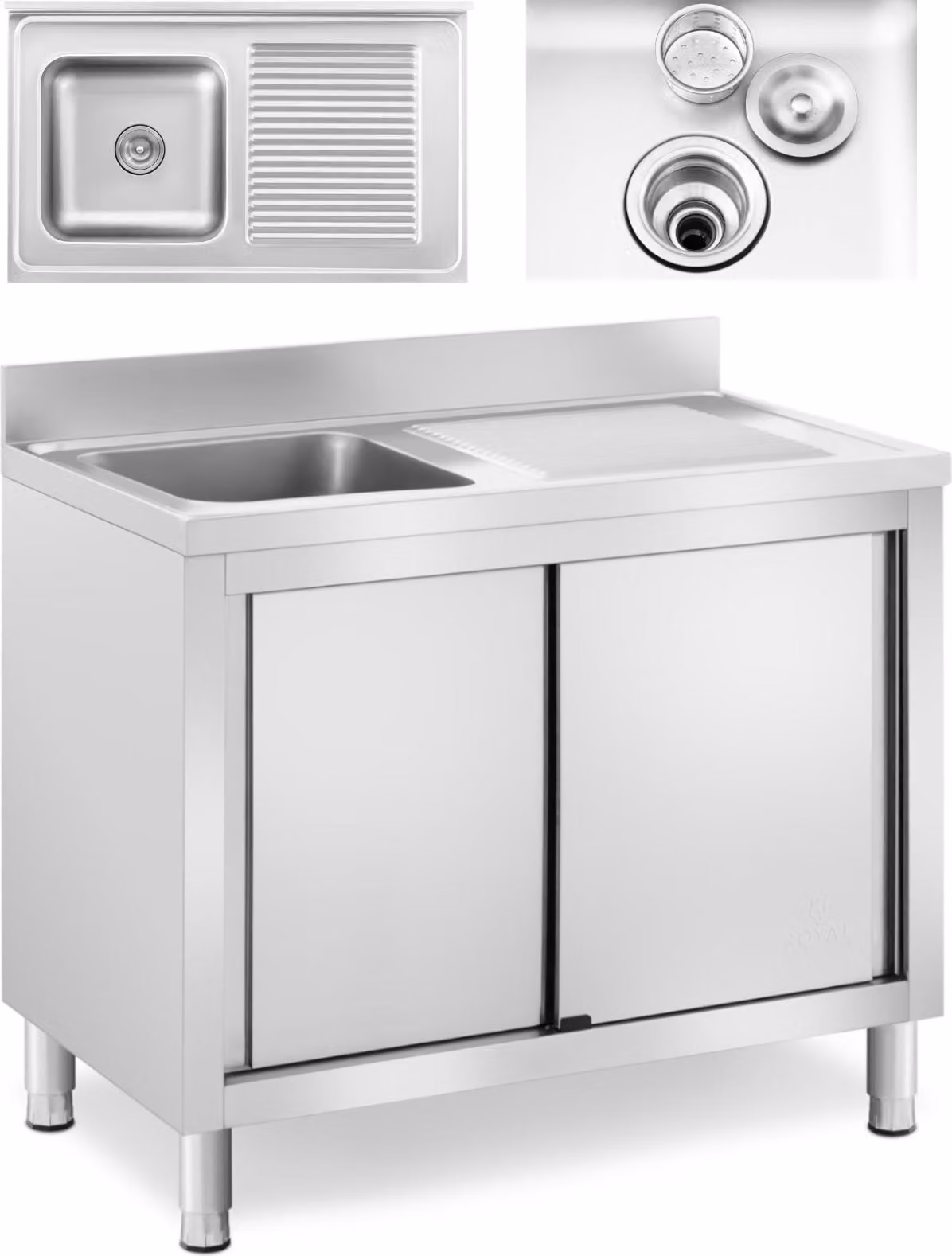 Expondo Royal Catering Mobile lavello - 1 vasca - - Acciaio inox - 100 x 60 cm
