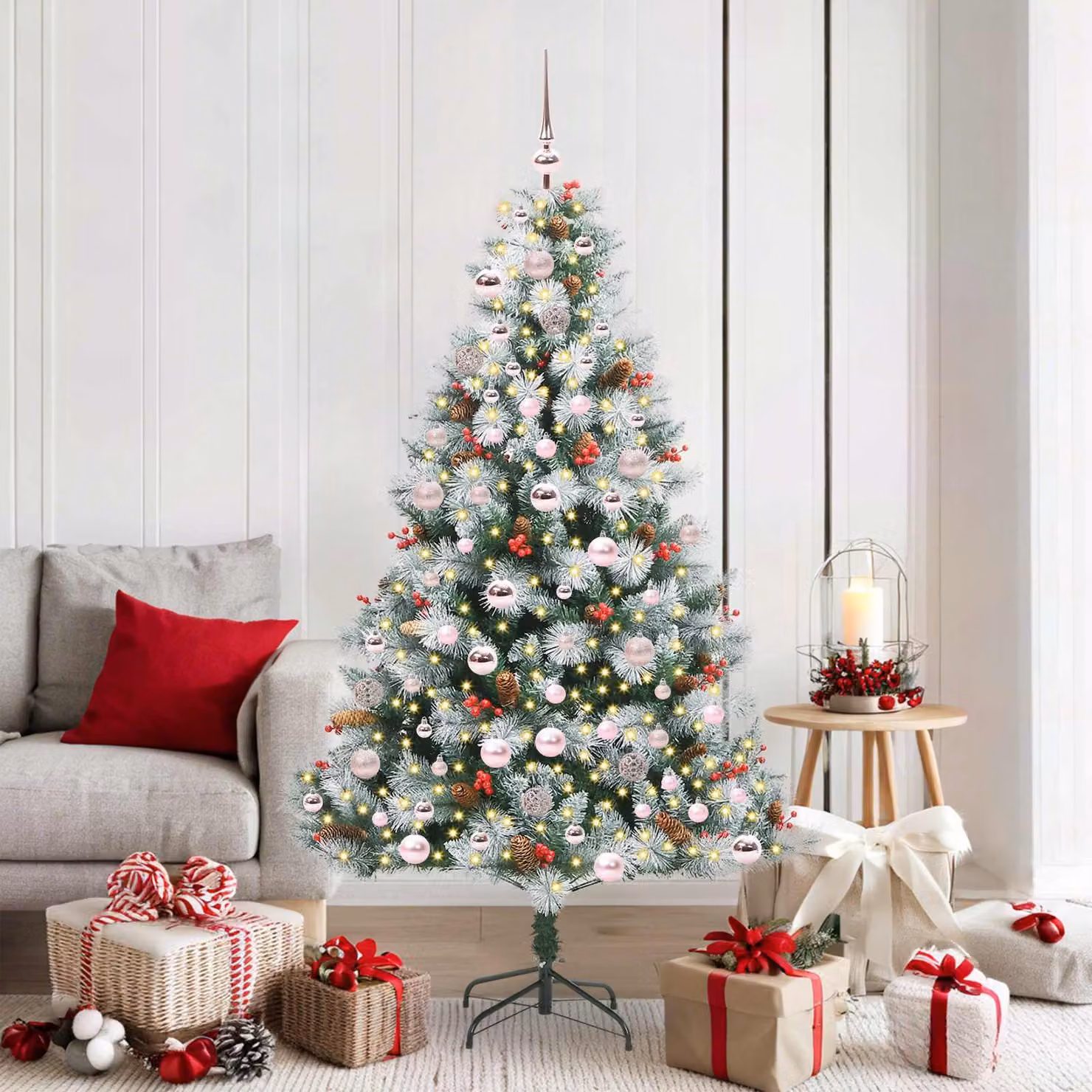 vidaXL Albero di Natale artificiale Verde e bianco 180 cm