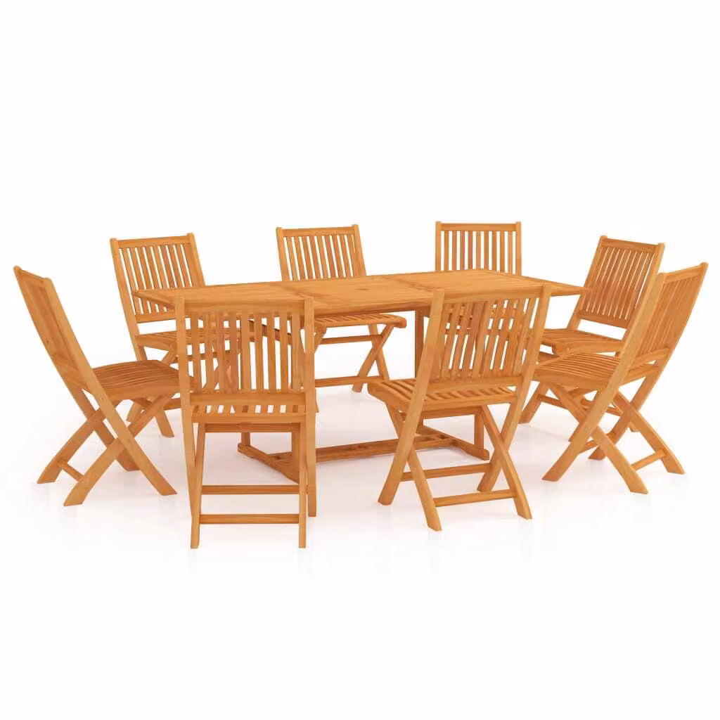 Set da Pranzo da Giardino 9 pz in Legno Massello di Teak