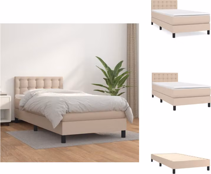 vidaXL Letto a molle con materasso cappuccino-marrone 90x200cm in Pelle finta - Letti e strutture letto
