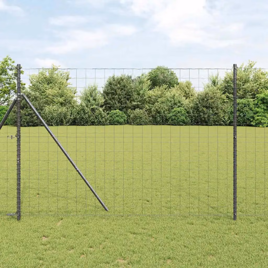 Recinzione in rete metallica con rivestimento in PVC vidaXL, Grigio, 10 x 1,6 m