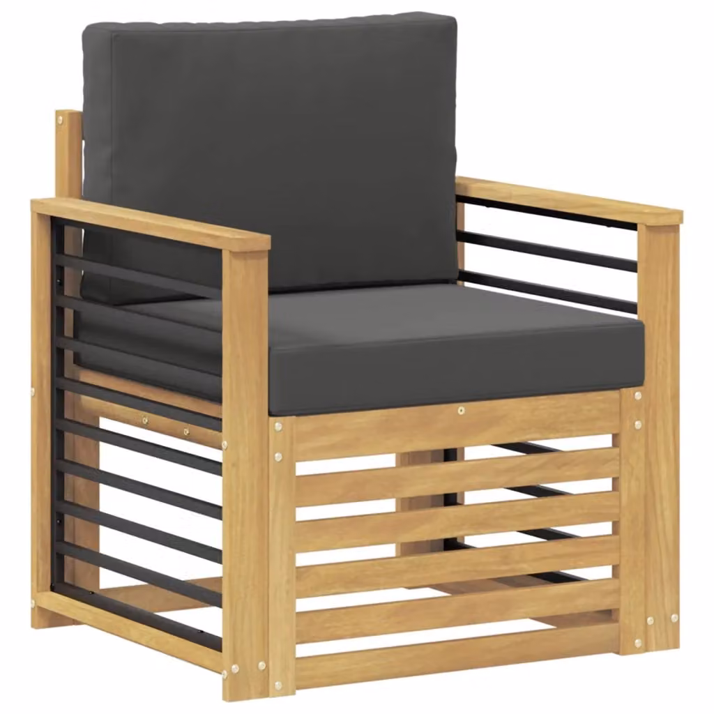 Set di divani da esterno moderni vidaXL in legno di acacia e tessuto bianco – 2