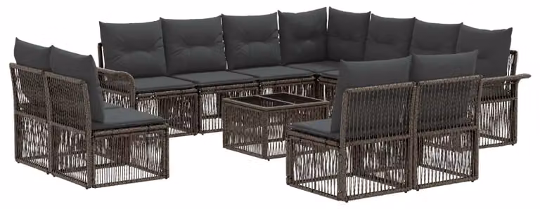 Set Divano da Giardino 12 pcs Grigio polyrattan