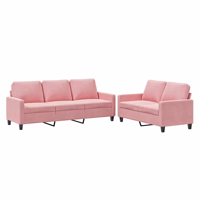 Set di Divani 2 pz con Cuscini rosa in Velluto