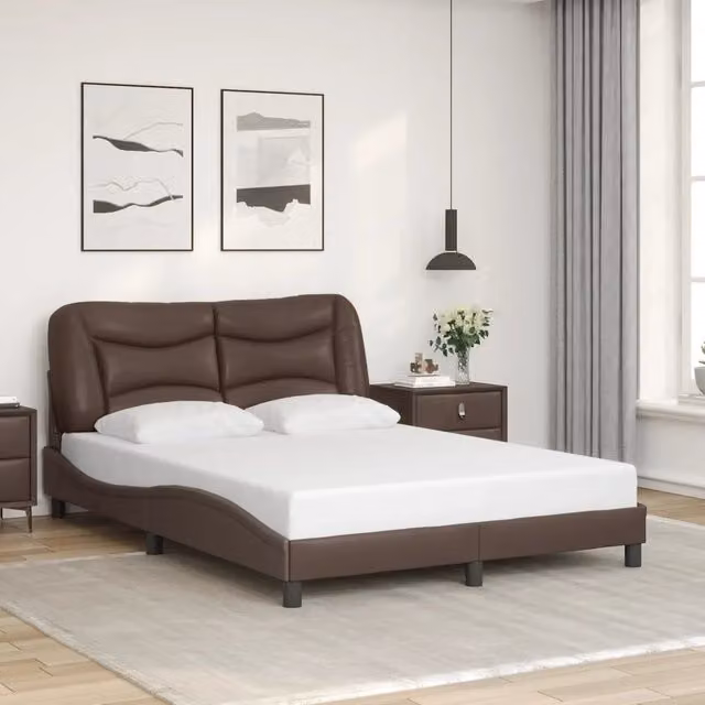 Giroletto senza Materasso-Struttura Letto Hvar Marrone 140x190 cm in Similpelle