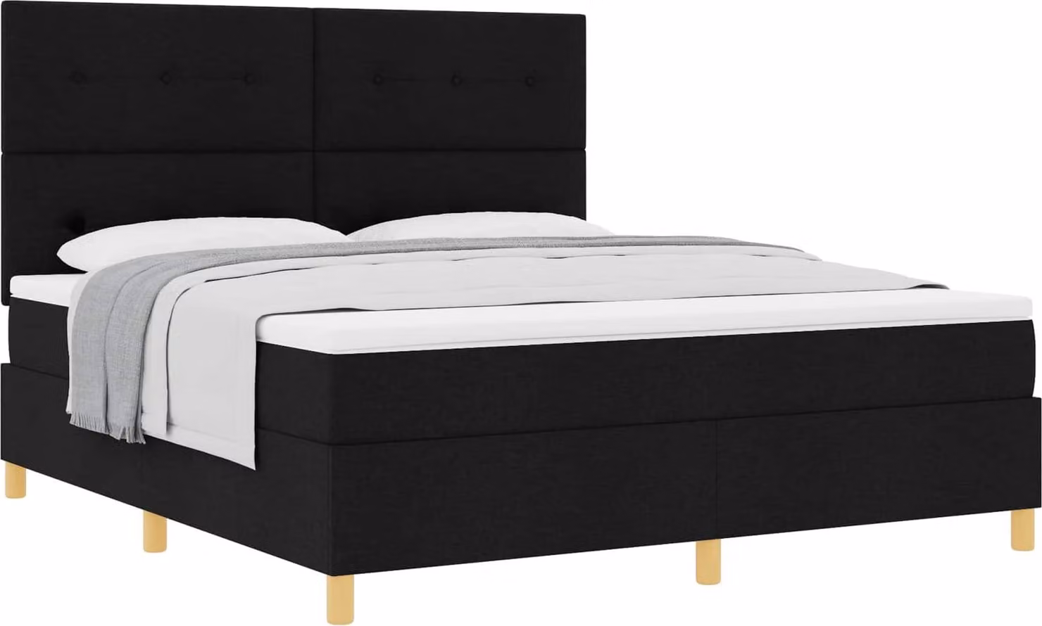 Letto a molle con materasso Nero 180 x 200 cm Tessuto