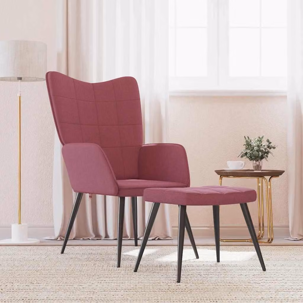 Maison Exclusive - Poltrona relax con poggiapiedi in tessuto bordeaux