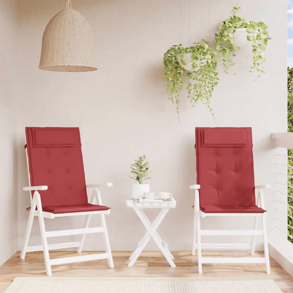 Set di 2 cuscini per sedia con schienale alto vidaXL in tessuto Oxford rosso, traspirante e idrorepellente