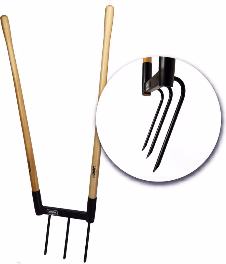 De Woeler DW3 Forca da giardino - Attrezzi da giardino - Vanga ergonomica - Manici in legno - Acciaio inossidabile - 23cm