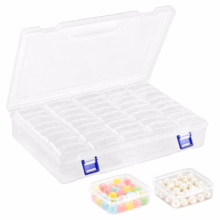 40 mini contenitori trasparenti, 5,5 cm, con coperchio