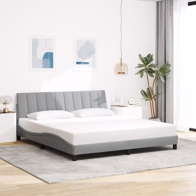 Giroletto senza Materasso-Struttura Letto Hanko Grigio Chiaro 180x200 cm Tessuto 945571