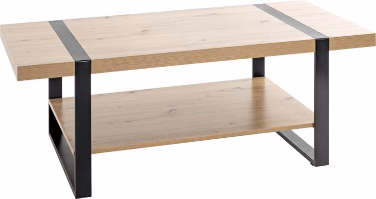 Tavolino HAKU in rovere chiaro e nero - metallo, pannello truciolare, L/A/P: 120x45x60 cm