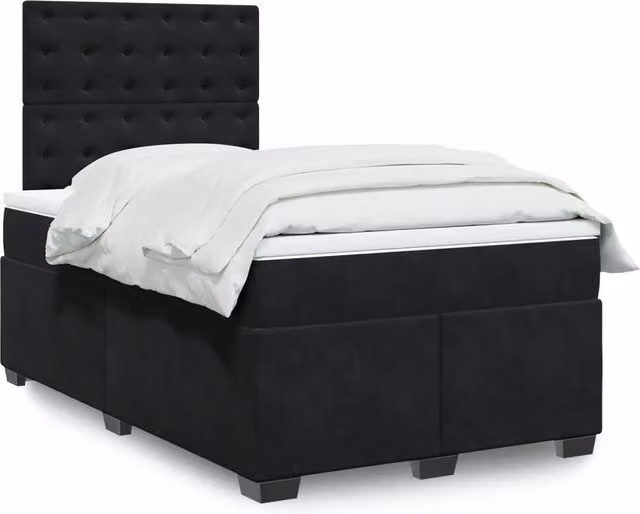 Giroletto a Molle con Materasso Nero 120x190 cm in Velluto 3293172
