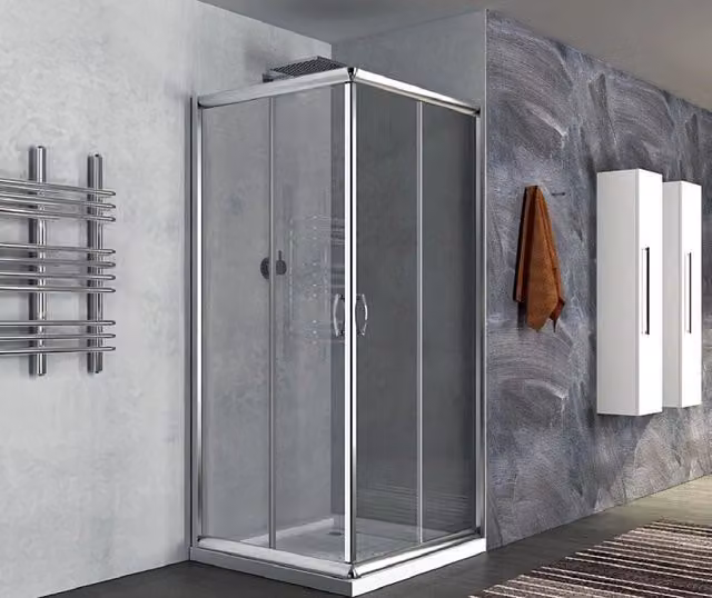 Box Doccia Due Lati Scorrevole, in Cristallo 6mm h190cm Ponza Trasparente 6mm,90x90 cm