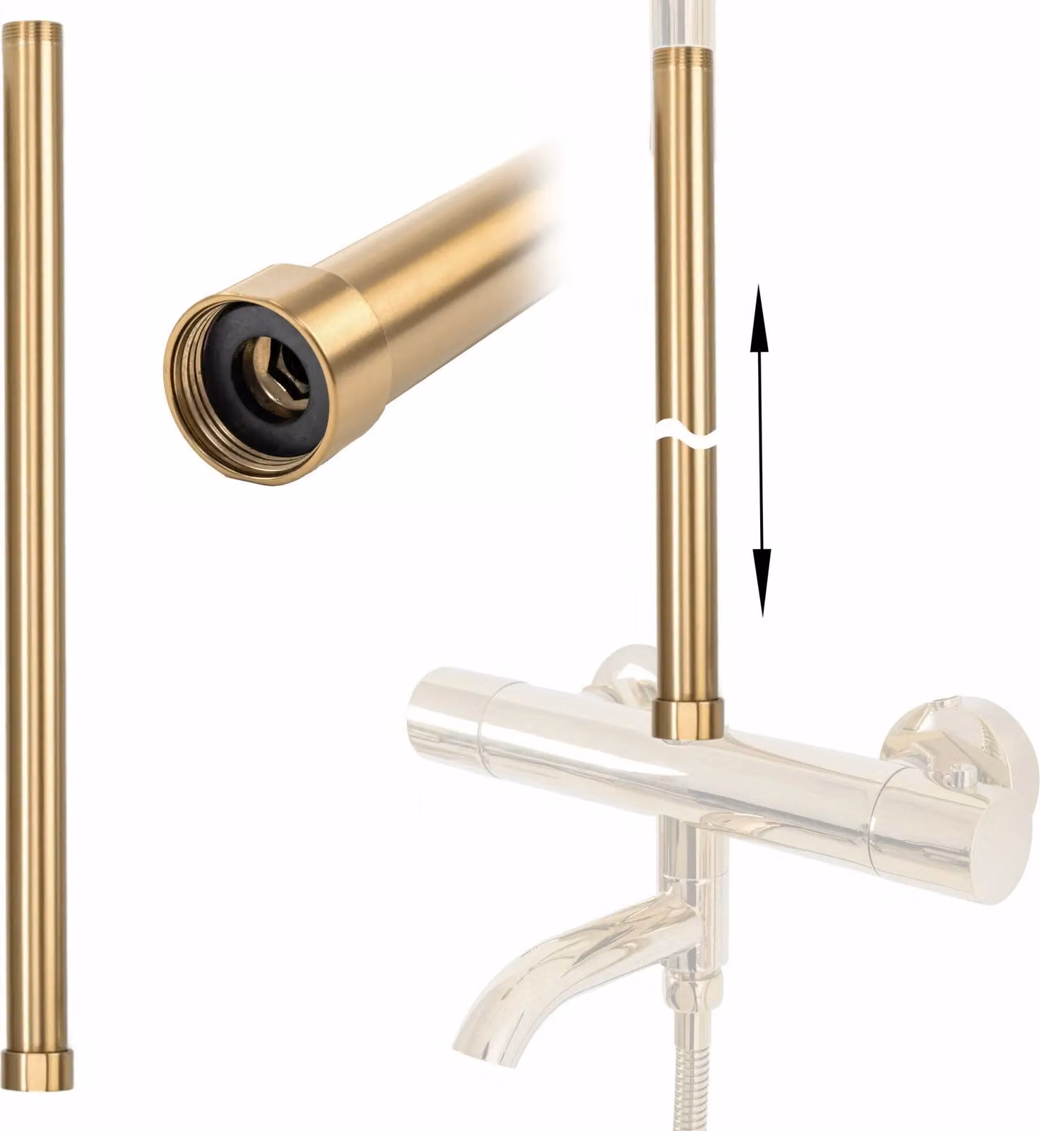 Prolunga per Set Vasca/Doccia Rea 50 cm Brush Gold