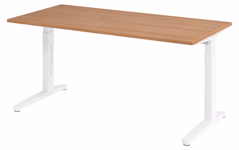 Scrivania bümö serie XB - Dimensioni: 160 x 80 cm, finitura: noce, struttura: bianco