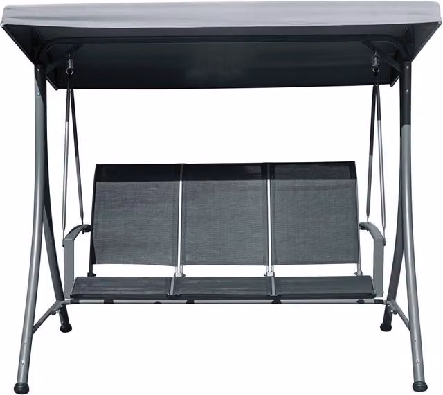 Dondolo da Giardino 200x175x125 cm in Ferro e Textilene Nero