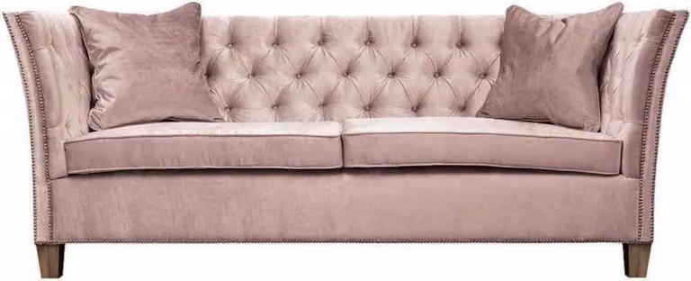 Chesterfield Zweisitzer Hellgrau Stoff Wohnzimmer Design Polster Sofa Kreative