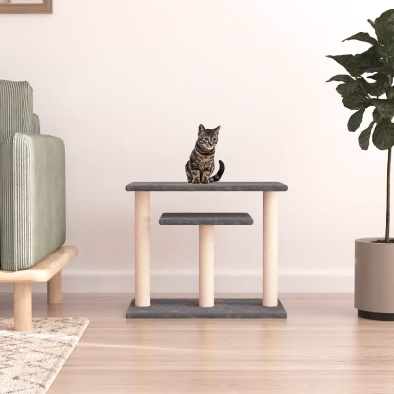 vidaXL Tiragraffi per Gatti con Piattaforme in Sisal e Legno, Grigio, Altezza: 62,5 cm