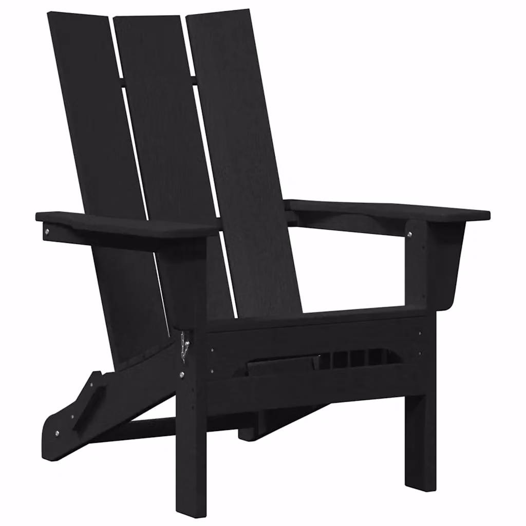 Sedia Adirondack pieghevole vidaXL nera con braccioli in materiale sintetico resistente alle intemperie L: 80,5 cm, P: 74,5 cm, H: 92 cm – 2