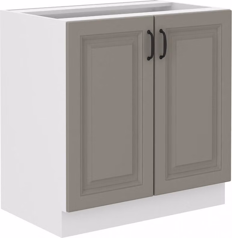 Armadietto inferiore a doppia anta SOPHIA - larghezza 80 cm, grigio chiaro / bianco