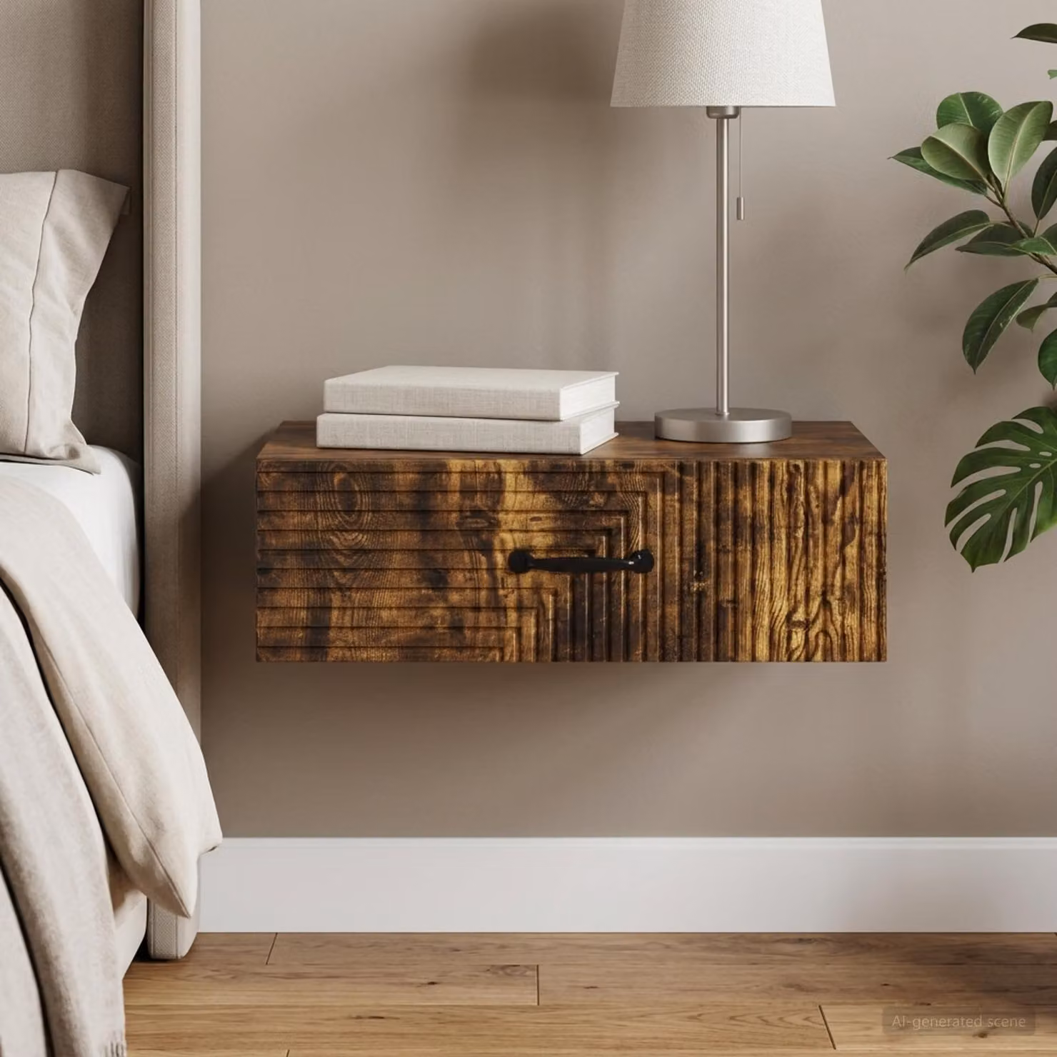 vidaXL Tavolino da Parete Laterale in Rovere Fumo, L 59 x P 34,5 x H 17 cm