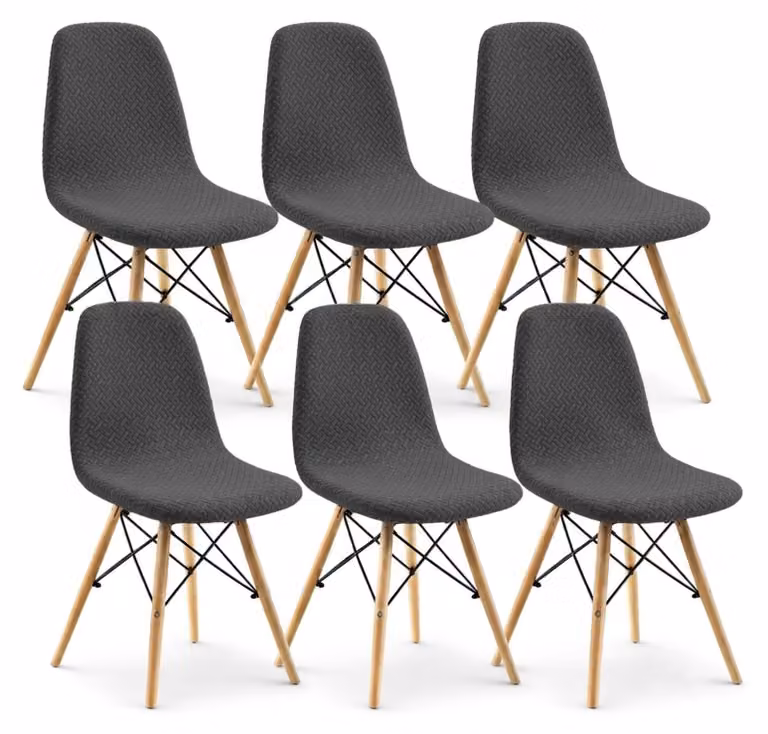 Set di coprisedie da pranzo, 6 pezzi, color grigio scuro, stile Mid Century Modern a forma di conchiglia, protezione per sedie