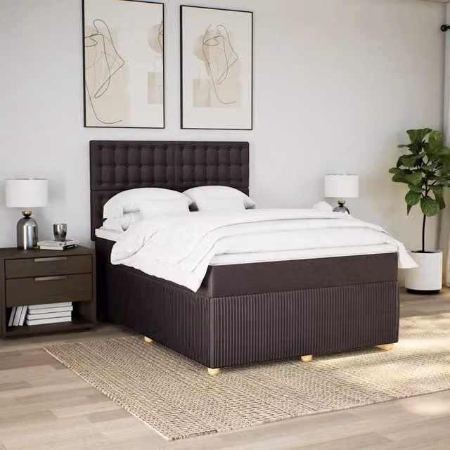 Letto Ibrido Moderno vidaXL con Materasso Marrone e Bianco, Struttura in Legno di Pino e Tessuto, L/P: 160 x 200 cm