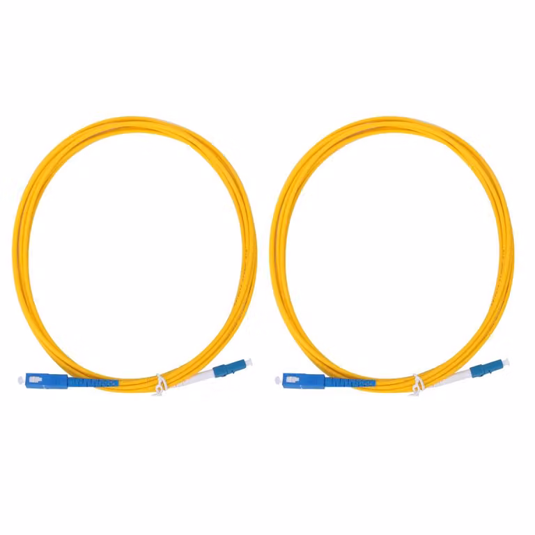 2 cavi patch in fibra ottica da 3 metri, da LC/UPC a SC/UPC, giallo