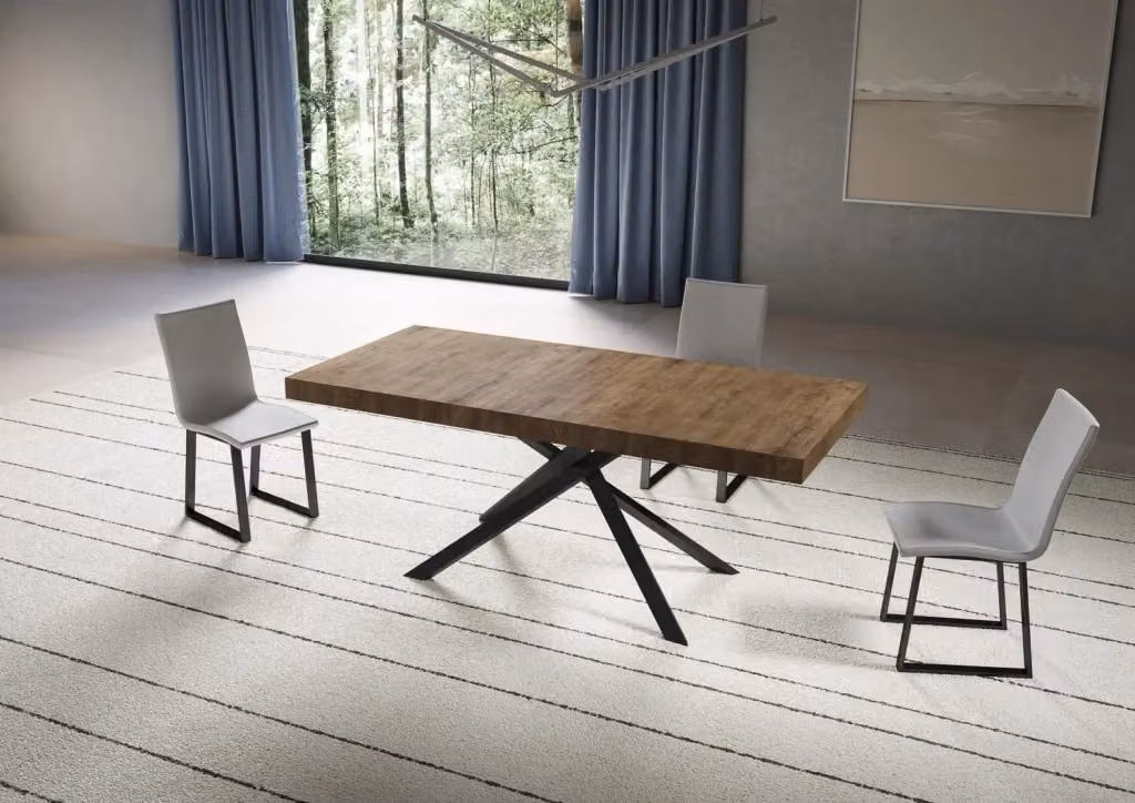Tavolo Allungabile Moderno GIORDANOSHOP con Piano in MDF Laminato Marrone e Gambe in Metallo Antracite L/P/H: 180-284 x 90 x 74 cm – 2
