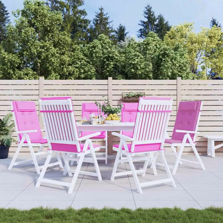 Set di 6 cuscini per sedia con schienale alto vidaXL in tessuto Oxford rosa, traspiranti e idrorepellenti con imbottitura in schiuma