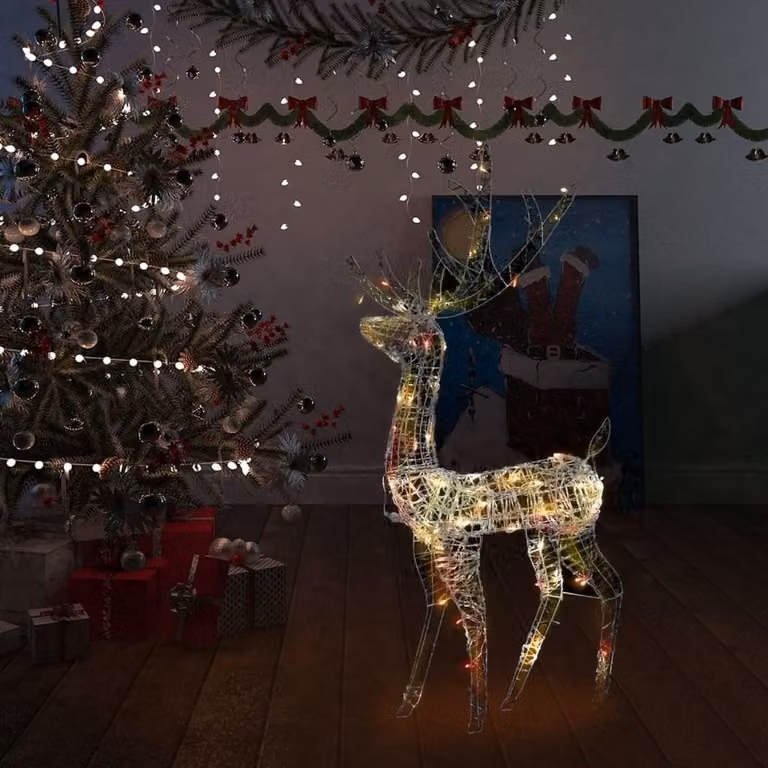 The Living Store LED Renna acrilica Decorazione natalizia 140 LED 120 cm Colorata