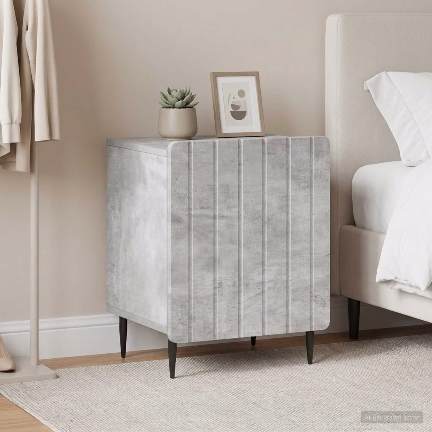 Set di 2 Armadi da Notte vidaXL Moderni in Grigio Cemento, L 43 cm x P 34,5 cm x H 52 cm