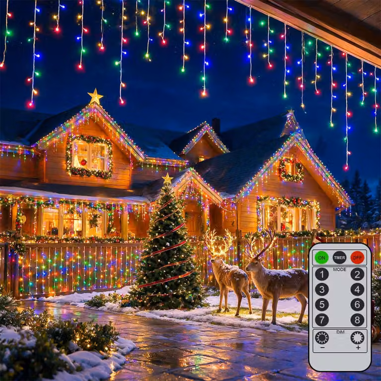 Catena luminosa a LED RGB da 20 metri, impermeabile, con telecomando, 8 modalità