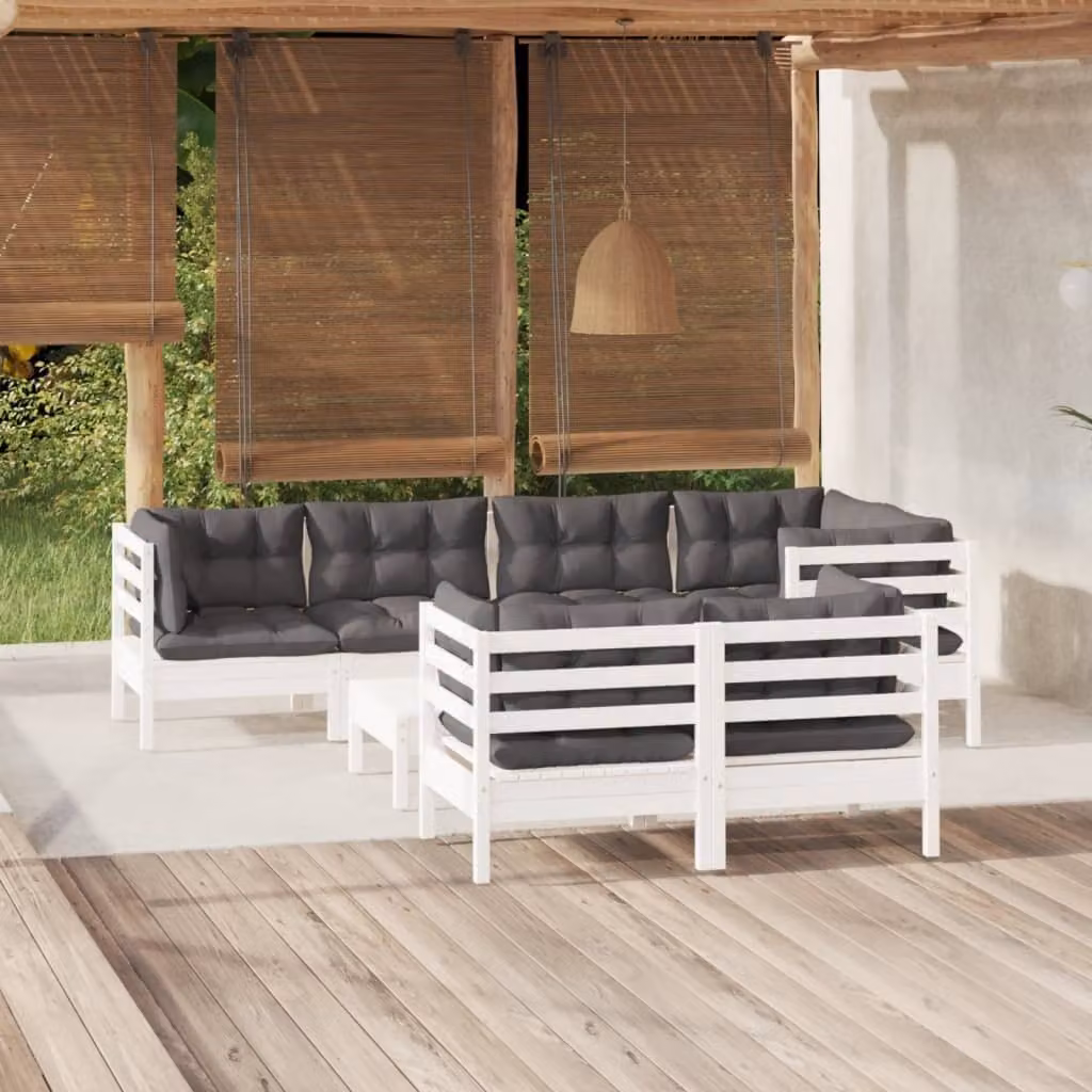 Maison Exclusive - Set Divani da Giardino 8 pz con Cuscini BiancLegno di Pino