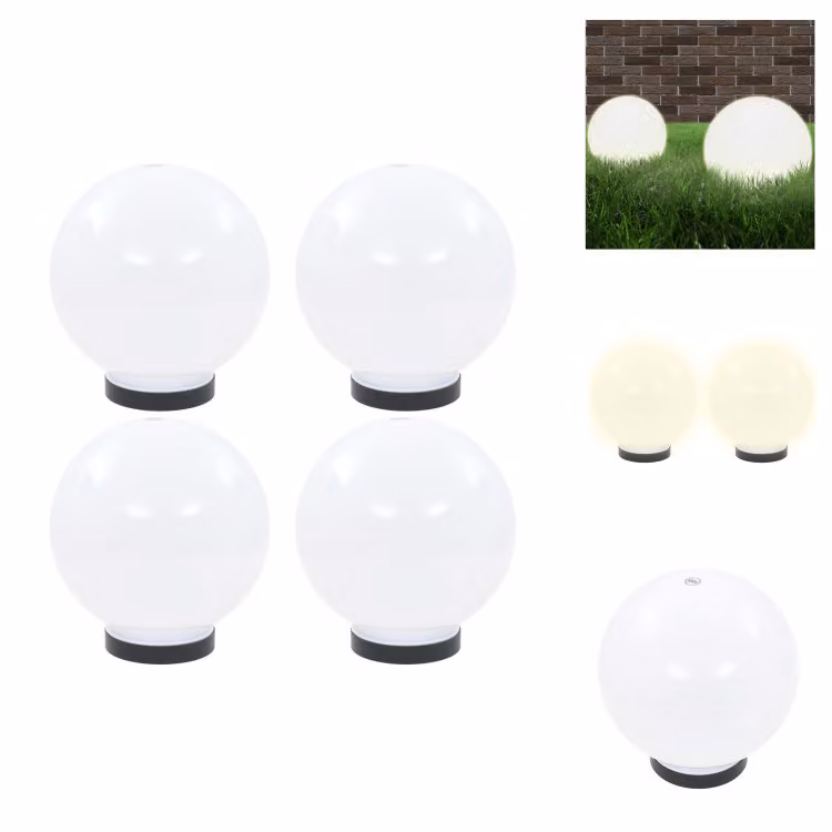 vidaXL Luci da giardino a LED 4 pz. Sferica 20 cm PMMA - Illuminazione esterna