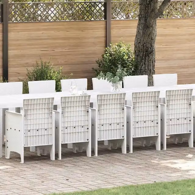 Set da pranzo da giardino moderno vidaXL in rattan bianco con 17 pezzi