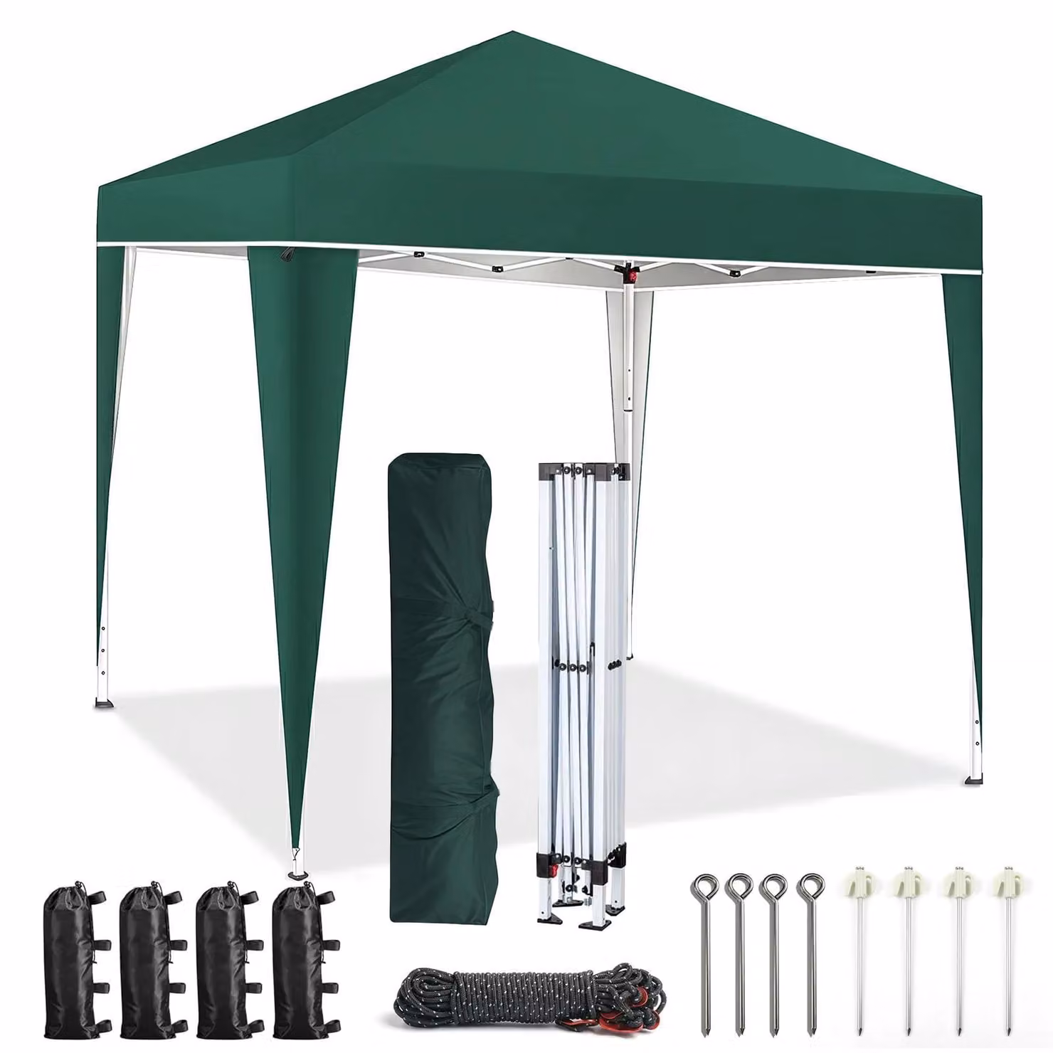 Gazebo pieghevole impermeabile - Gazebo pop-up 3x3 m - Struttura in alluminio - Tessuto Oxford - Per giardino e mercatini - Verde