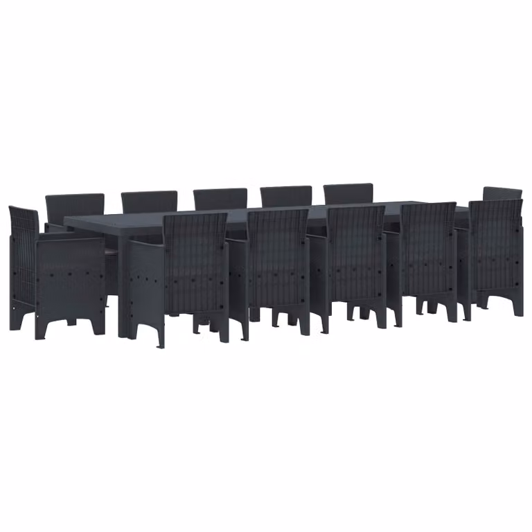 Set da pranzo per giardino e terrazza vidaXL in polyrattan antracite, 13 pezzi