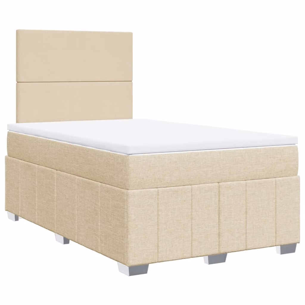 Letto a molle con materasso crema 120x190 cm in tessuto