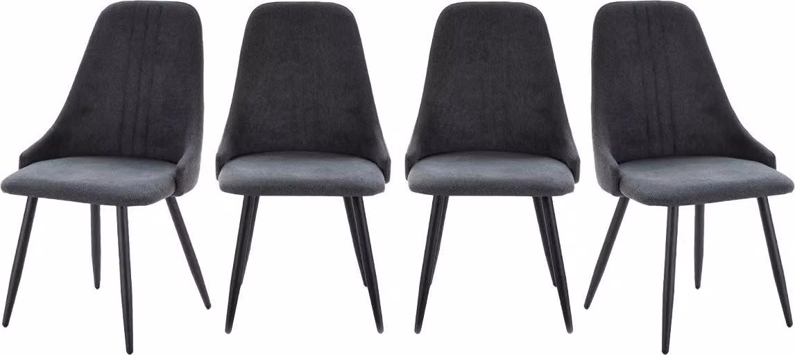 Calicosy - Set di 4 sedie in tessuto con gambe in metallo nero L50 cm - MANI