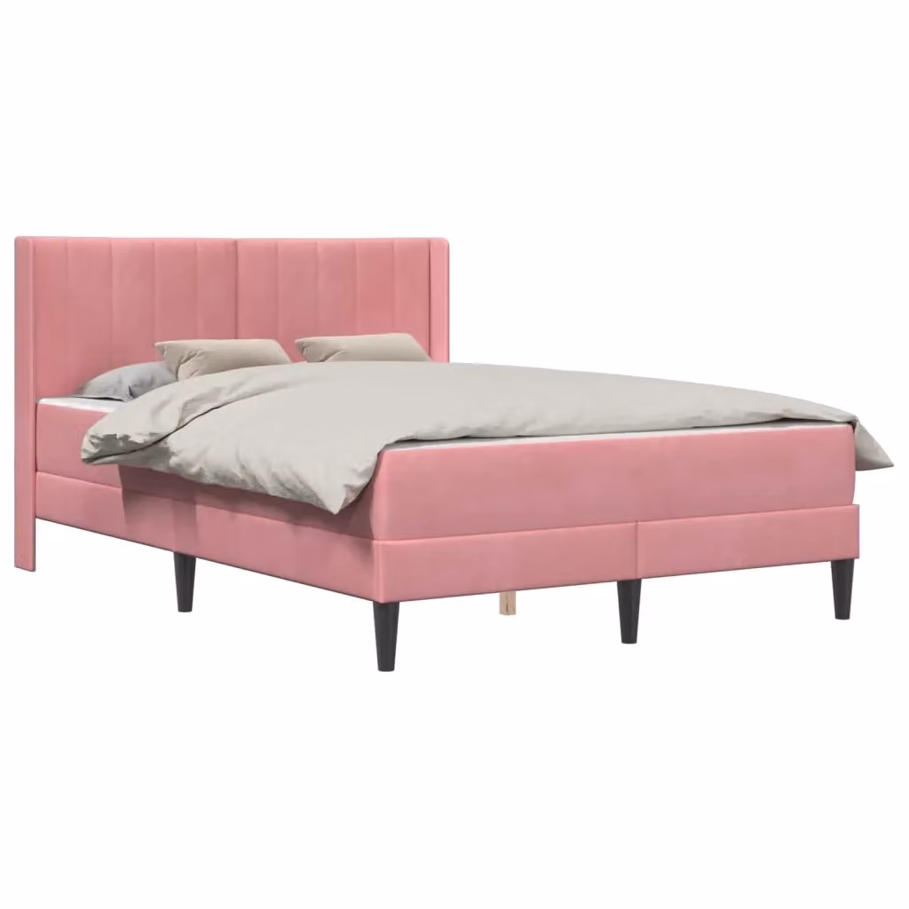 Letto moderno con struttura imbottita in velluto rosa vidaXL L/P: 120 x 200 cm – 2
