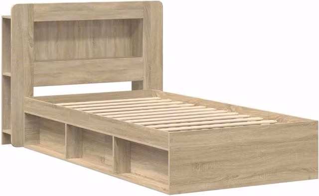Letto singolo | Letto per adulti | Telaio del letto con storage Rovere Sonoma 80 x 200 cm
