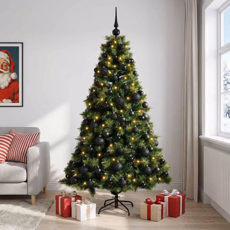 vidaXL Albero di Natale artificiale con palline 180 cm 300 LED
