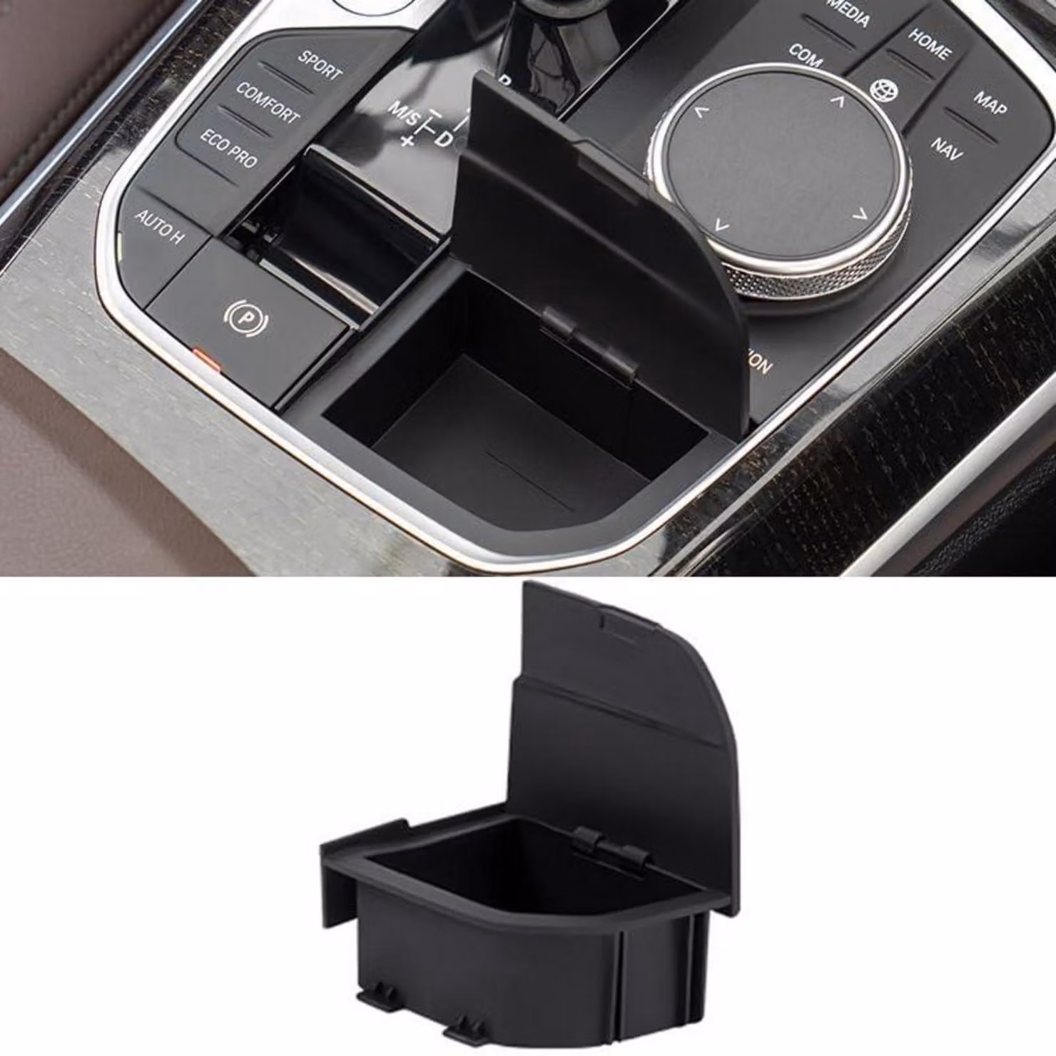 Contenitore portaoggetti per console centrale, compatibile con BMW Serie 1, 2, 3, 4, X3, X4, X5, X6, X7, i3, i4, in ABS, colore nero