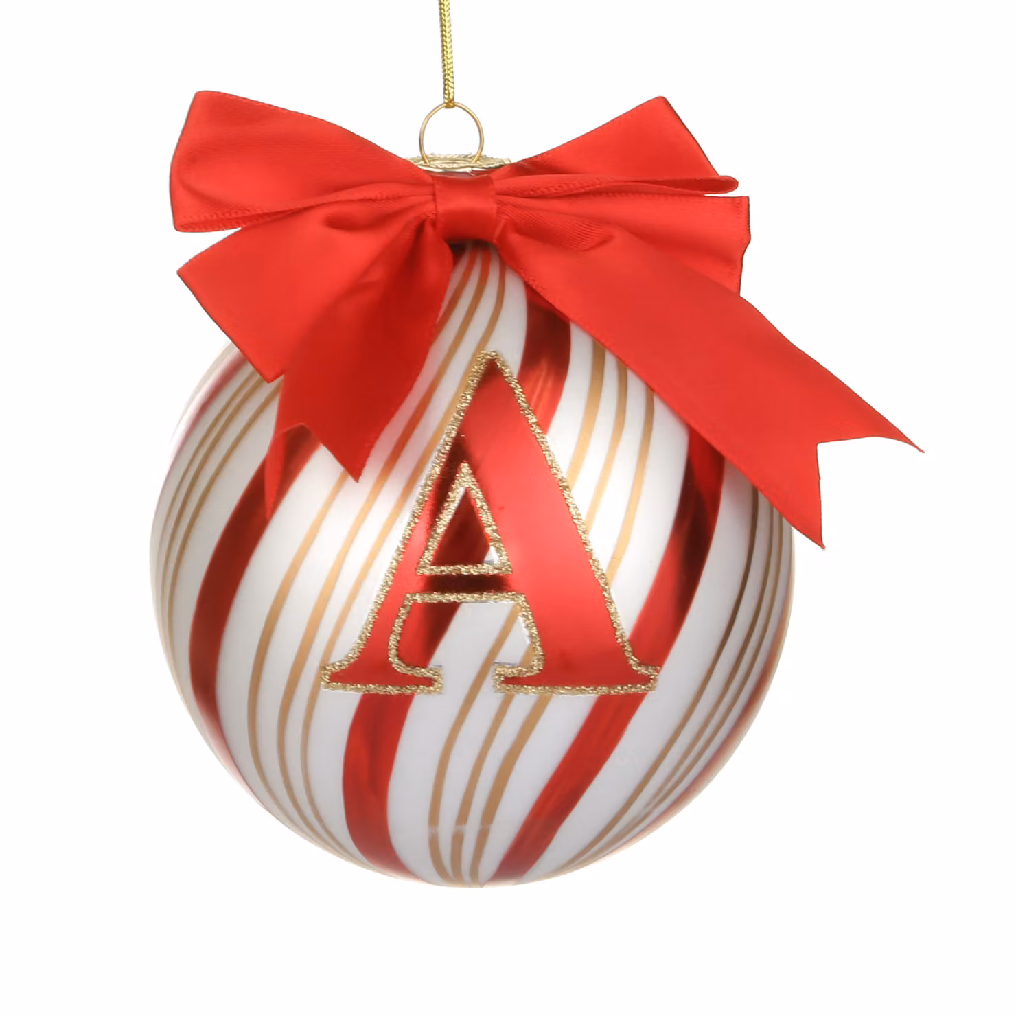 Pallina di Natale Circus Kasanova in vetro rosso con lettera A, diametro 10 cm – 2