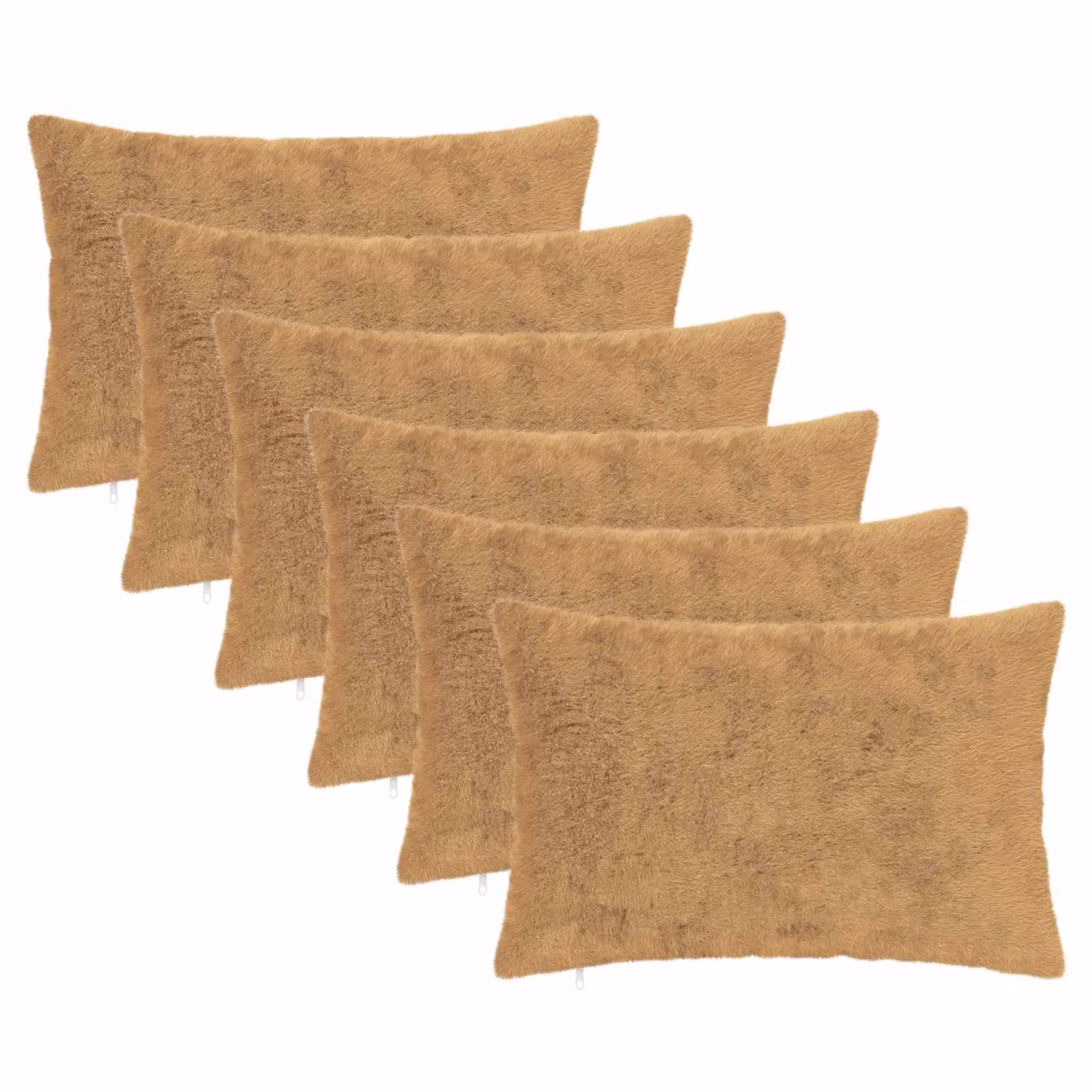 Set di 6 federe vidaXL HEERLEN in ecopelliccia, colore beige/grigio, L: 60 cm x P: 40 cm