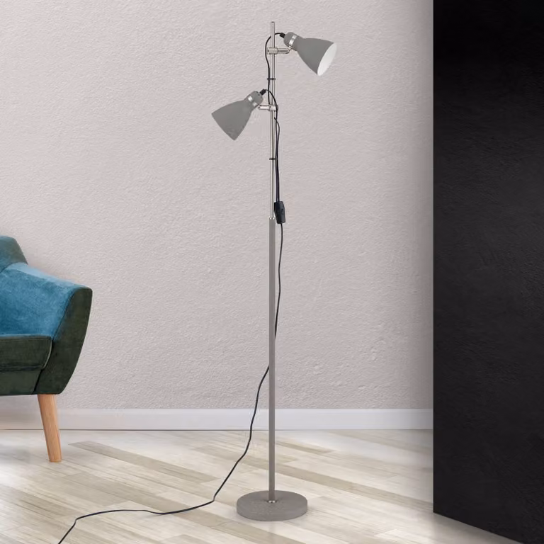ORION Lampada da terra School, Alluminio / Grigio / Zincato, Soggiorno / Sala da pranzo, Metallo, Moderno, Lampada da terra