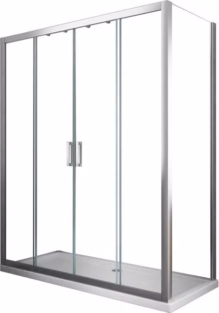 Box doccia 6 mm H 190 parete fissa e porta a 4 ante con apertura centrale MISURA 67,5-70 ANTA FISSA + PORTA 188-193