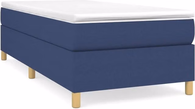 Letto singolo | Letto per adulti | Giroletto a Molle con Materasso Blu 100x200 cm in Tessuto